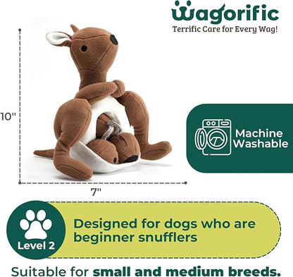 Interactive Dog Toys Plush Stuffed with Squeaky Treat Hide for Large Breeds, Small Dogs and Puppies Slow Feeder, Machine Washable, Enrichment Toys for Dogs to Keep Them Busy, Kangaroo
