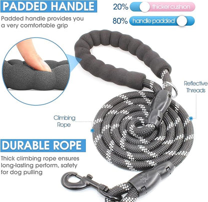 BAAPET 2/4/5/6 FT Dog Leash with Comfortable Padded Handle and Highly Reflective Threads for Small Medium and Large Dogs (4FT-1/2'', Black)