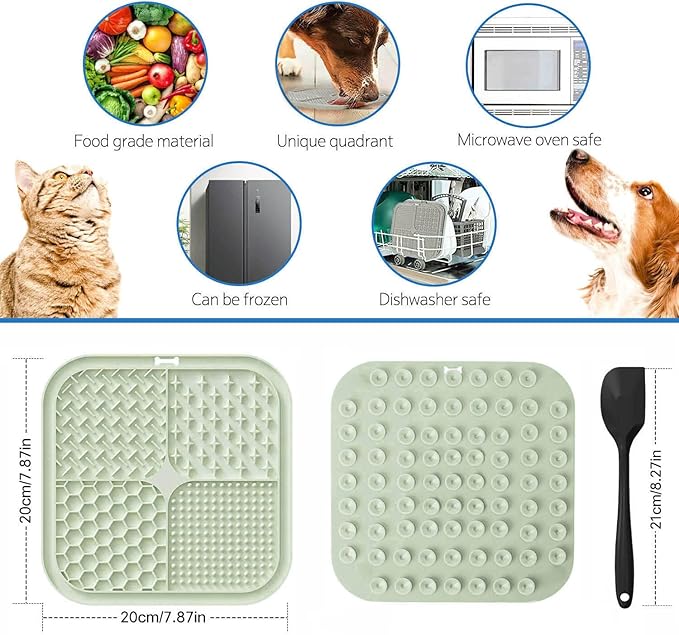 Licking Mat for Dogs & Cats with Suction Cups, 1 Pack Square Dog Slow Feeder Lick Pat for Anxiety Relief & Boredom, Dog Toys to Keep Them Busy, Pets Grooming Bathing Training Mat