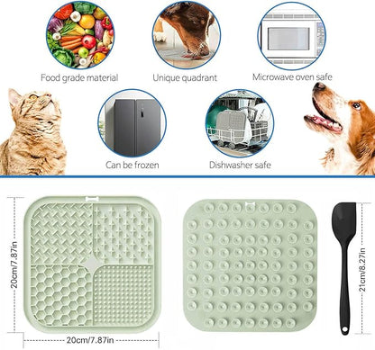 Licking Mat for Dogs & Cats with Suction Cups, 1 Pack Square Dog Slow Feeder Lick Pat for Anxiety Relief & Boredom, Dog Toys to Keep Them Busy, Pets Grooming Bathing Training Mat