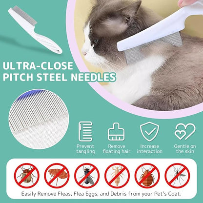 Pet Steam Brush for Dogs and Cats, 3 in 1 Steam Grooming Brush for Hair Shedding and Removal, Cleaning Spray Comb with Mist for Long-Haired Pets, Include Flea Comb, Nail Clippers, 2 Pet Toothbrushes