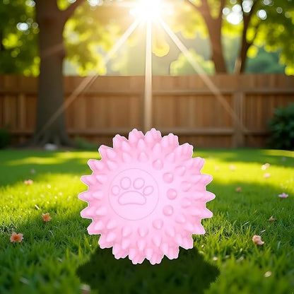 Dog Chew Toys for Aggressive Chewers,3Pcs Pink Dogs Toy Spiky TPR Ball No Squeak Chew Toy Long Lasting for Aggressive Heavy Chewers Dogs Puppy Teething Training Spiky Rubber Ball Toy Small
