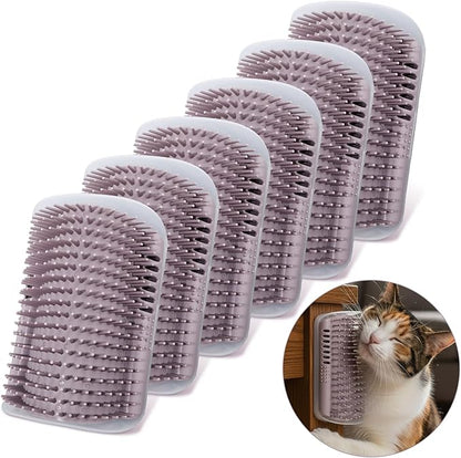 6 Pack Cat Corner Scratcher with Catnip 5.1'' Small Self Grooming Wall Corner Grooming Softer Massage Combs for Long and Short Fur Cats Dogs