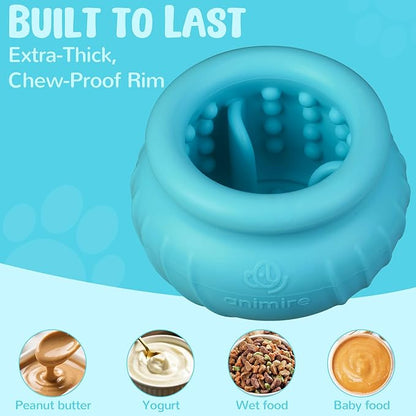 Wobbly Dog Enrichment Lick Toy, Stuffable Frozen Lick Bowl to Keep Dogs Busy, Long-Lasting Interactive Treat Dispensing Dog Toy, Silicone Fetch Catch Chew Toy(Teal,L)