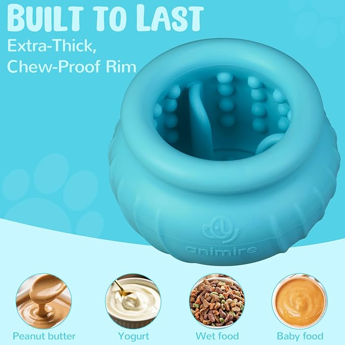Wobbly Dog Enrichment Lick Toy, Stuffable Frozen Lick Bowl to Keep Dogs Busy, Long-Lasting Interactive Treat Dispensing Dog Toy, Silicone Fetch Catch Chew Toy(Teal,S)