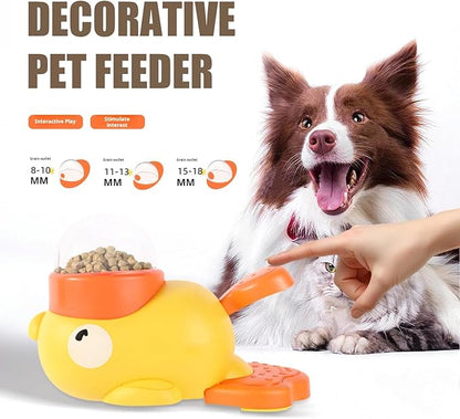 2-in-1 Interactive Dog Puzzle Toy & Slow Feeder – Fun Treat Dispenser for Small & Medium Dogs, Anti-Gulping Duck-Shaped Design, Reduces Bloating & Boredom, No Battery Required (Yellow)