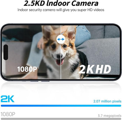 Indoor Camera Robot, 2k 5g/2.4ghz WiFi Pet Robot Cam with Phone App EseeCloud, 360 PTZ Nanny Cam Dog Cam with Audio/Video, Spy Camera 2-Way Audio Motion Tracking 7/24 Night Vision