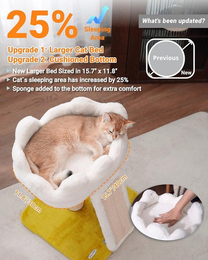 Happi N Pets New Cloud Cat Tree Tower, Cat Scratching Post with Bed, Small Cat Tree, Compact Cat Tower with Scratching Pad & Cloud Soft Perch & Cute Toys, Extra Toy, Bonus Catnip