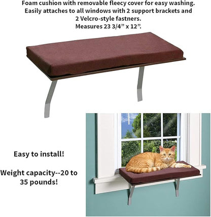 at Window Perch seat: Sunny Kitty Window Sill Shelf, with Fleece Foam Cushion & Washable Cover
