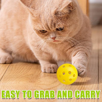 24Pcs Cat Ball Toy, Low Noise No Bells Holey Plastic Cat Balls, Funny Interactive Cats Toys for Indoor Cats, Firm Toy Balls for Kitten Puppy Ferret Bird (1.65")