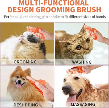 Professional 7 in 1 Dog Paw Cleaner for Dogs & Cats - Includes 1 Portable Paw Washer, 1 Bath Brush, 2 Dog Toothbrushes and 3 Absorbent Towels Note: Fits Paws up to 2 Inches Wide (Orange, Small)