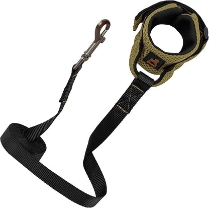Gooby Soft Mesh Wrist Band Surfer Leash - Brown, 6 FT - Comfortable Hands Free Leash with Elastic Band for Small, Medium and Large Dogs