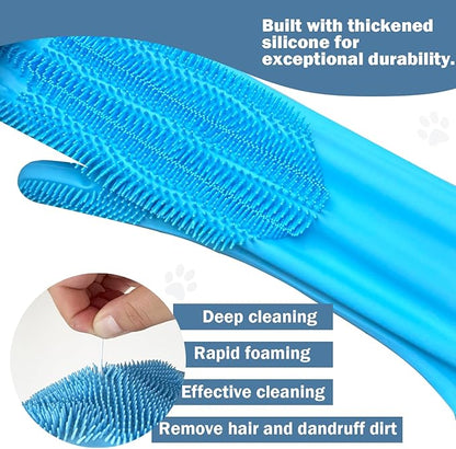 Pet Grooming Gloves Bite-Resistant Pet Bathing Gloves with Anti-Slip Particles, Wet and Dry Use, Safe for All Ages. Great as Dog Brush Glove and Cat Gloves for Grooming