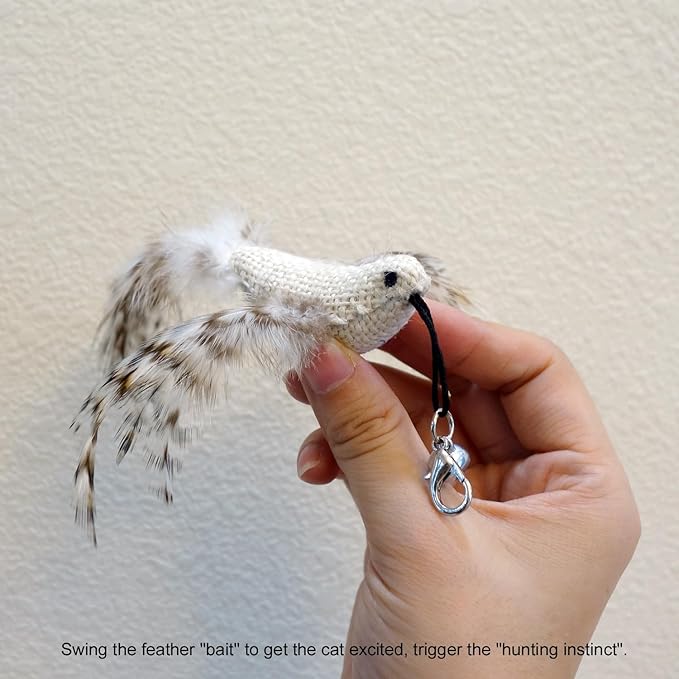 TTcat Cat Feather Toys, 4 Pcs Simulation Flying Birds Refills, Cat Toys Replacement Feathers for Cat Kitten Wand.