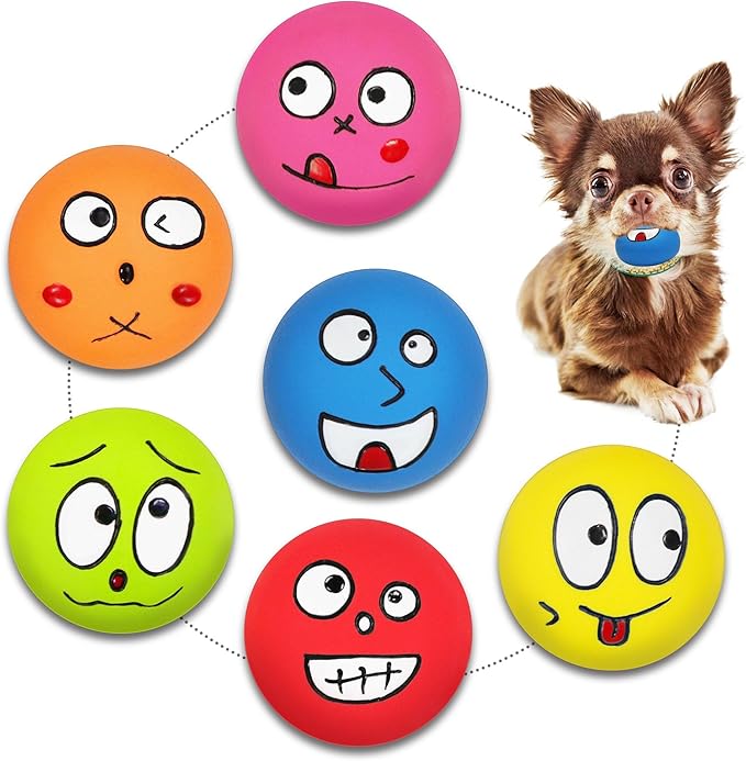 Squeaky Dog Toys, 2 inch Latex Squeaky Dog Balls Chew Toys for Puppies, Small and Medium Breeds 6 Pcs