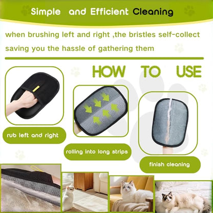 Pet Hair Removal Glove for Dogs and Cats - Electrostatic Pet Hair Gloves &Pet Hair Remover Tool for Furniture, Car Seats, Clothing, Couch, Carpet