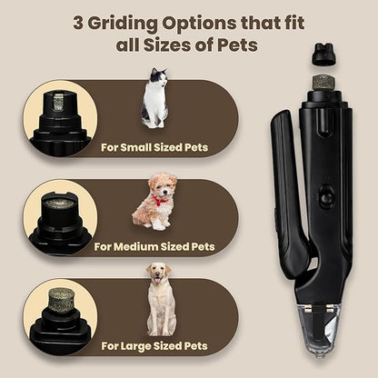 2-in-1 Dog Nail Clippers & Cat Nail Clipper with 2 LED Lights, USB Rechargeable with Safety Guard, Low Noise Grooming Tool for Small, Medium & Large Dog and Cat Nail Trimmer (Black)