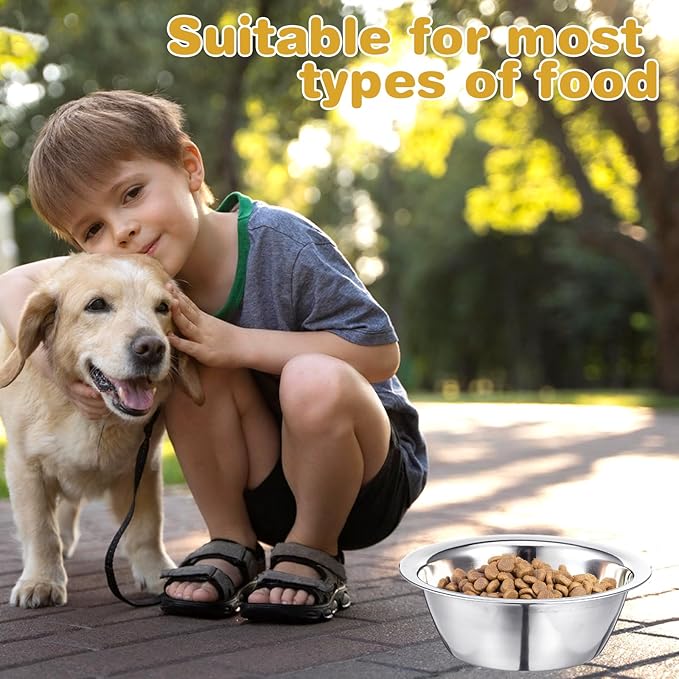 6 Pcs Stainless Steel Dog Bowl 6.5 Inch Metal Dog Bowls Food Water Container Dishwasher Thickened Puppy Food Bowls Safe Metal Plate Pet Bowl for for Small Medium Large Dogs Cats
