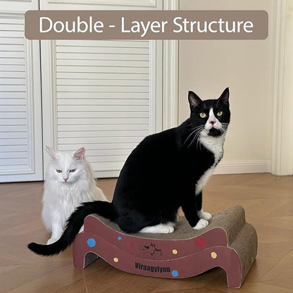 Cat Scratcher, Cat Scratching Board for Cats, Scratch-Resistant Scratching Post Large (20L x 4H in.) and Small (16.5L x 2.5H in.), Corrugated Cardboard