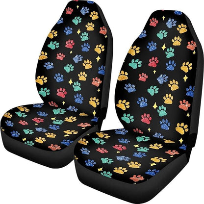 Dreaweet Colorful Dog Paws Print Car Seat Covers Front Seats Only Cute Car Accessories 2 Piece Washable & Universal Seat Covers for Cars SUV Sedan Trucks
