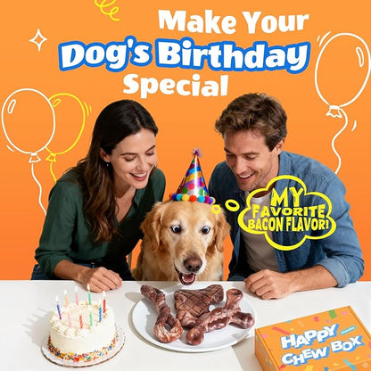 Tough Dog Toys for Aggressive Chewers: 3 Pack Indestructible Dog Chew Toys for Medium Large Dogs, Nylon Chew Toys to Keep Them Busy, Bacon Flavor, Gifts for Dogs