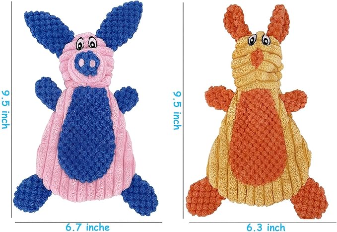 Comtim 2 Pack Durable Dog Chew Toys, Unstuffed Squeaky Dog Toys for Small Dogs and Puppies