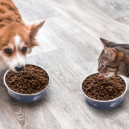 Stainless Steel Dog Bowls, Dog Food Bowl with Silicone Non-Slip, Puppy Bowls for Medium, Set of 2