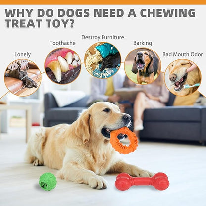 KOOLTAIL Dog Chew Toys for Aggressive Chewers, 3 Pack Durable Tough Bone for Teeth Cleaning, Non-Toxic Rubber Indestructible Dog Toys, Funny Puzzle Dog Toy for Small Medium Large Breed Dogs Best Gift