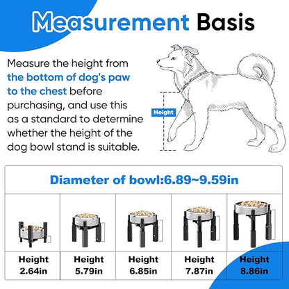 Aystkniet Dog Bowl Stand with Adjustable Height & Width, Anti-Slip Elevated Food Water Bowl Holder for Large Medium Small Dogs, Durable Raised Dog Feeder for Lifted Feeding, Only Stand Without Bowls