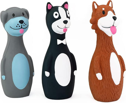 CHIWAVA 3 Pack 5.7 Inch Squeaky Latex Dog Toys Standing Stick Dog Dog Toy Puppy Fetch Interactive Play for Small Dogs