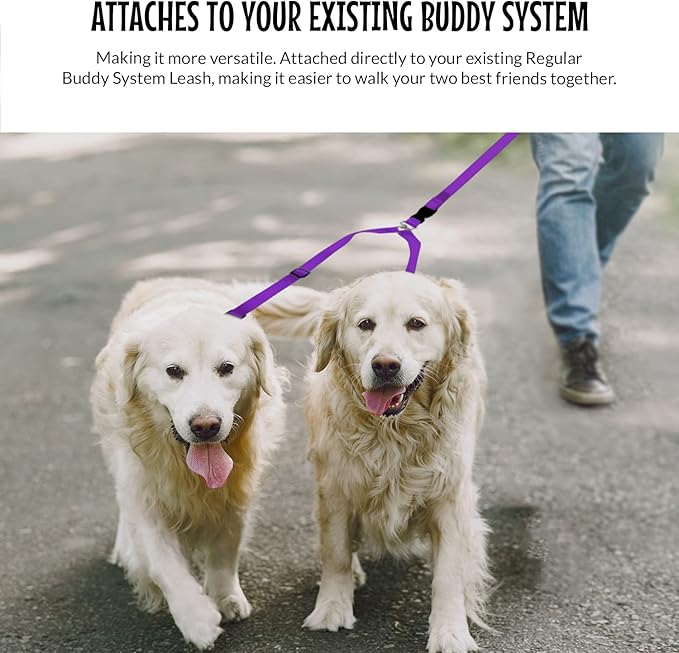 The Buddy System Accessories for Our Dog Leashes Made in USA (Double Buddy, Regular Dog Purple)