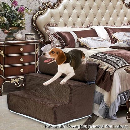 Foldable Pet Stairs Cover for Foam Dog Ramps, 3 Step Dog Ladder Cover, Replacement Slip Non-Slip Dogs Ramp Stairs Case for Puppy (Black)