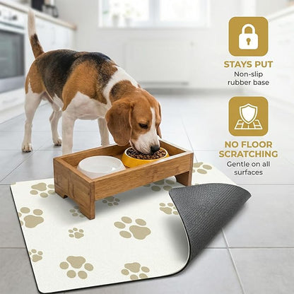 Pet Feeding Mat Dog Cat Food Mat Absorbent No Stains Quick Dry Rubber Bottom Anti-Slip Water Bowl Mats Easy to Clean for Indoor Pet Placemats Water Dispenser Mat