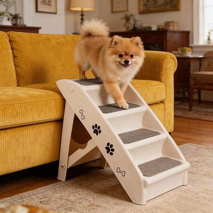 ZENY Folding Dog Stairs, Portable Indoor/Outdoor Pet Steps for Bed, Couch, Car, Pet Stairs for Small Pet Dog/Cat