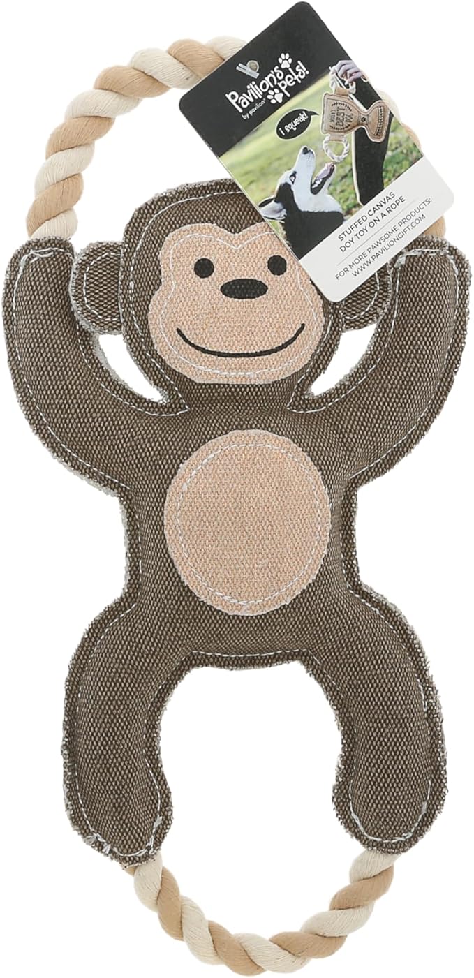 Pavilion Gift Company - Wild - Canvas Rope Dog Toy Monkey Humor Tug of War Puppy K9 Doggy Lover Parent Gift