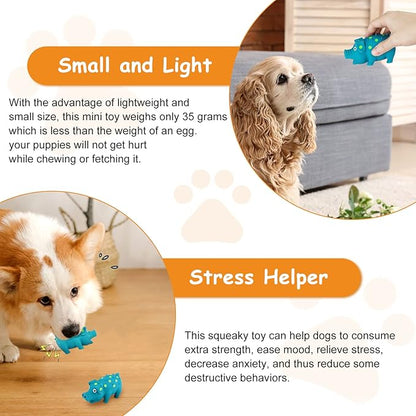 WishLotus Natural Latex Dog Squeaky Toy, Mini Pig-Shaped Dog Chew Toys for Teeth Cleaning, Puppy Chew Toy for Small Dogs to Relieve Stress and Reduce Boredom (Blue,s 1pc)