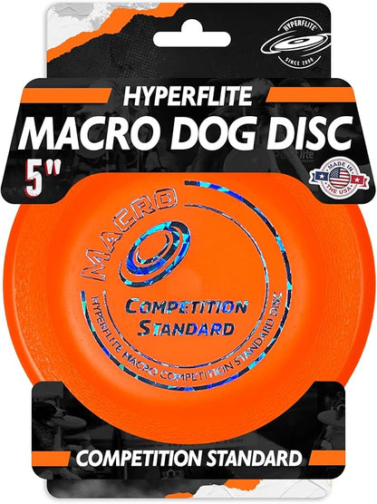 Hyperflite Macro Competition Standard Dog Disc 5" (28g) | Ultimate Flying Disc for Dogs | Official Skyhoundz Competition Disc for Play, Fetch & Pool Fun | Floats | Lightweight | Anti-Glare - Orange