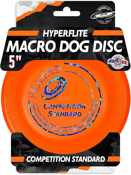 Hyperflite Macro Competition Standard Dog Disc 5" (28g) | Ultimate Flying Disc for Dogs | Official Skyhoundz Competition Disc for Play, Fetch & Pool Fun | Floats | Lightweight | Anti-Glare - Orange