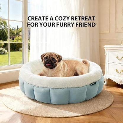 BALANCE Cat Beds for Indoor Cats, Washable Round Cat Bed, Cute Kitten Bed with Anti-Slip Bottom for Kitty and Puppy, 23 Inches, Dream Blue