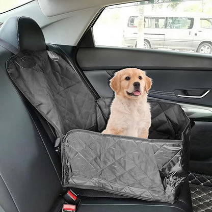 Pet Front Seat Cover, 2 in 1 Bucket Style Dog Booster for Medium Size and Small Dogs, Watertight Non-Slip Dog Car Seat Protector for Cars, Trucks, SUV Black