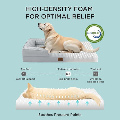 Bedsure XL Dog Bed for Extra Large Dogs - Orthopedic XLarge Dog Cat Cooling Bed Washable, Comfort Dogs Couch Sofa with Waterproof Removable Cover, Pet Bed with Nonskid Bottom, Cooling Blue, 42"