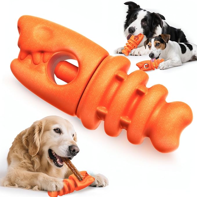 BAEJMJK Bully Stick Holder for Dogs Durable Chew Toys for Aggressive Chewers Dog Treat Toy to Keep Them Busy Safety Dog Chew Holder for Medium Large Dogs-Helps Reduce Choking Risk(Orange)