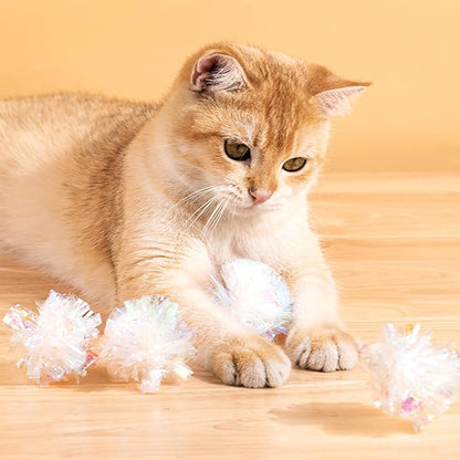 Andiker 20PCS Cat Crinkle Balls, 2.16 Inches Cat Balls with Polyester Film Thick Crinkle Paper Sturdy Interactive Cat Toys for Indoor Cats Reducing Boredom and Keep Fit for Cats and Kitten (White)