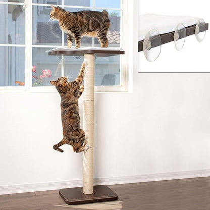 PetFusion Ultimate Cat Window Climbing Perch 45” Tall (Tree Sisal Scratching Posts, Modern Design Simply Suctions to Window. (EASY TO ASSEMBLE)