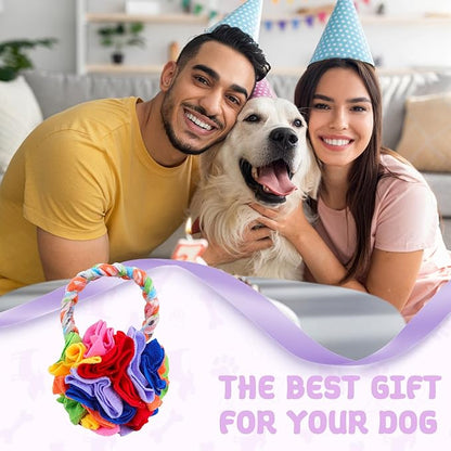 Snuffle Ball with Handle, Tug of War Rope Toys for Small Medium Dogs, Interactive Dog Toys Puppy Training Pull Toy for Exercise & Interactive Play Games (Blue)
