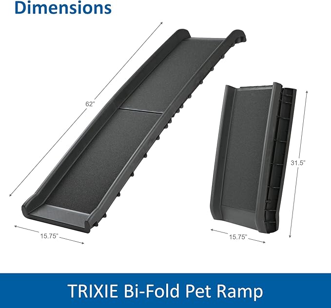 Trixie Folding Dog Ramp with Non-Slip Surfaces - Pet Ramp for Large Cars and SUVs - Foldable, Easy to Store and Clean - in Black