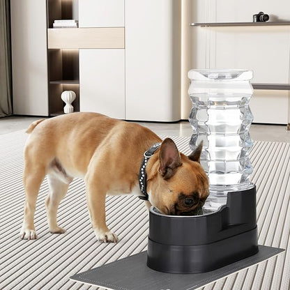RIZZARI Gravity Water Dispenser for Dogs: 8L Raised Black Automatic Stainless Steel Waterer -Removes Odors -Softens Water -Helps Prevent Urinary Stones -Good for Spine - Senior Dogs- for Bedrooms