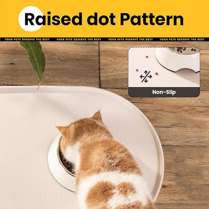 Dog Food Mat,Raised Edges Pet Food Mats for Spill Containment,BPA-Free Silicone Cat Dog Feeding Mat for Floor Waterproof,Rubber Pet Placemats for Food and Water Bowls 1/2 Inch