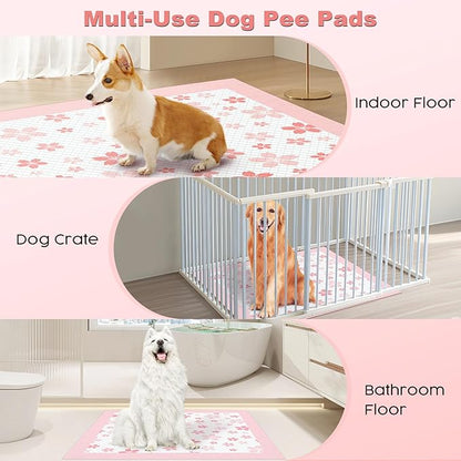 MIZOK 36x36in Puppy Pads Pink, Dog Pee Pads Leak-Proof with Quick-Dry Surface, Dog Pads Extra Large with Cherry Blossom Prints, Pee Pads for Dogs Super Absorbent (100 Count)