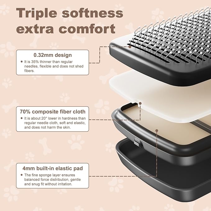 Self Cleaning Deshedding Cat Brush for Dogs & Cats,Adjustable Cat Brushes for Indoor Cats, Easy to Clean Grooming Tool for Long & Short Haired Pets